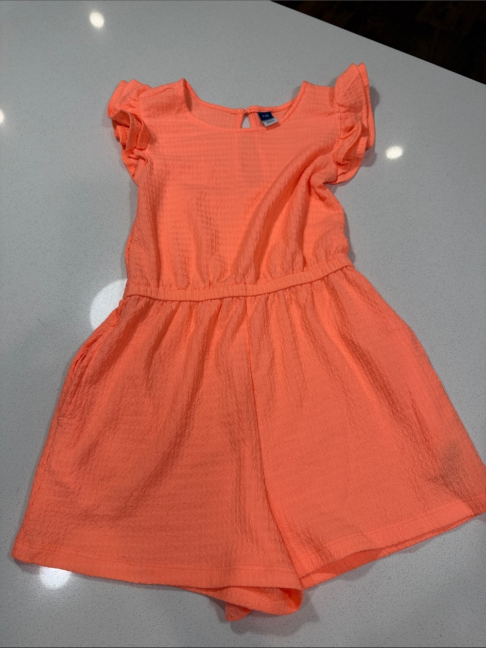 Old Navy Girls Coral Orange Flutter-Sleeve Casual Dress
